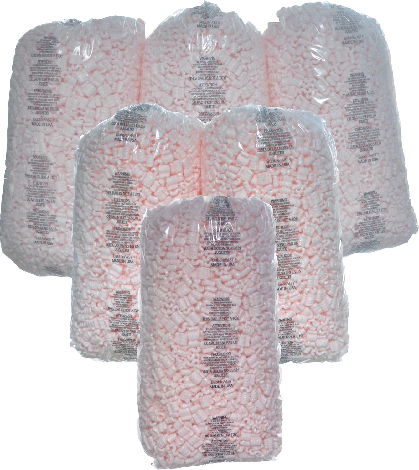 Packing Peanuts 6 x 3.5 Cu Ft Bags Pink Anti-Static 21-Gal Popcorn Free Shipping