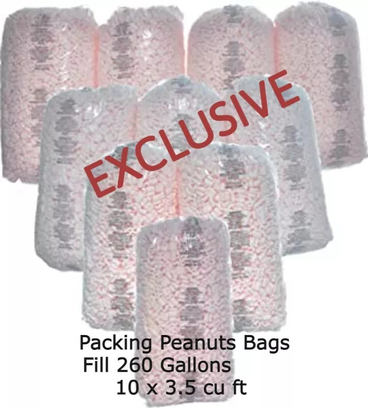 Bubblefast Packing Peanuts Pink 10 Large Bags Fill 260 Gall 10 x 3.5 cu ft Size