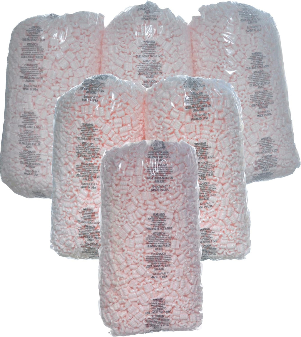 Packing Peanuts 6 x 3.5 Cu Ft Bags Pink Anti-Static 21-Gal Popcorn Free Shipping